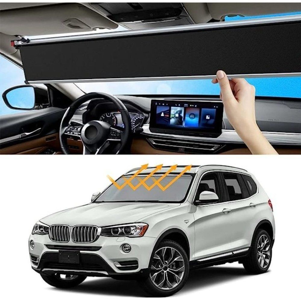 Easy to Install Car Sun Shade - Retractable, Nanomaterials, Fits Most Models